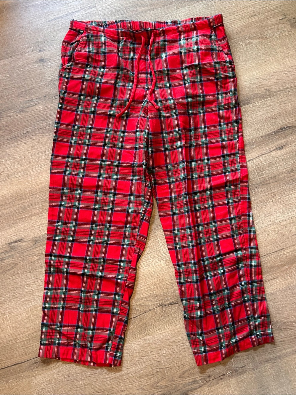 Talbots Pajama Pants Womens Size L Red Tartan Plaid Drawstring Lounge